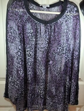 Liz Claiborne Sheer Purple and Black Animal Print Tunic
